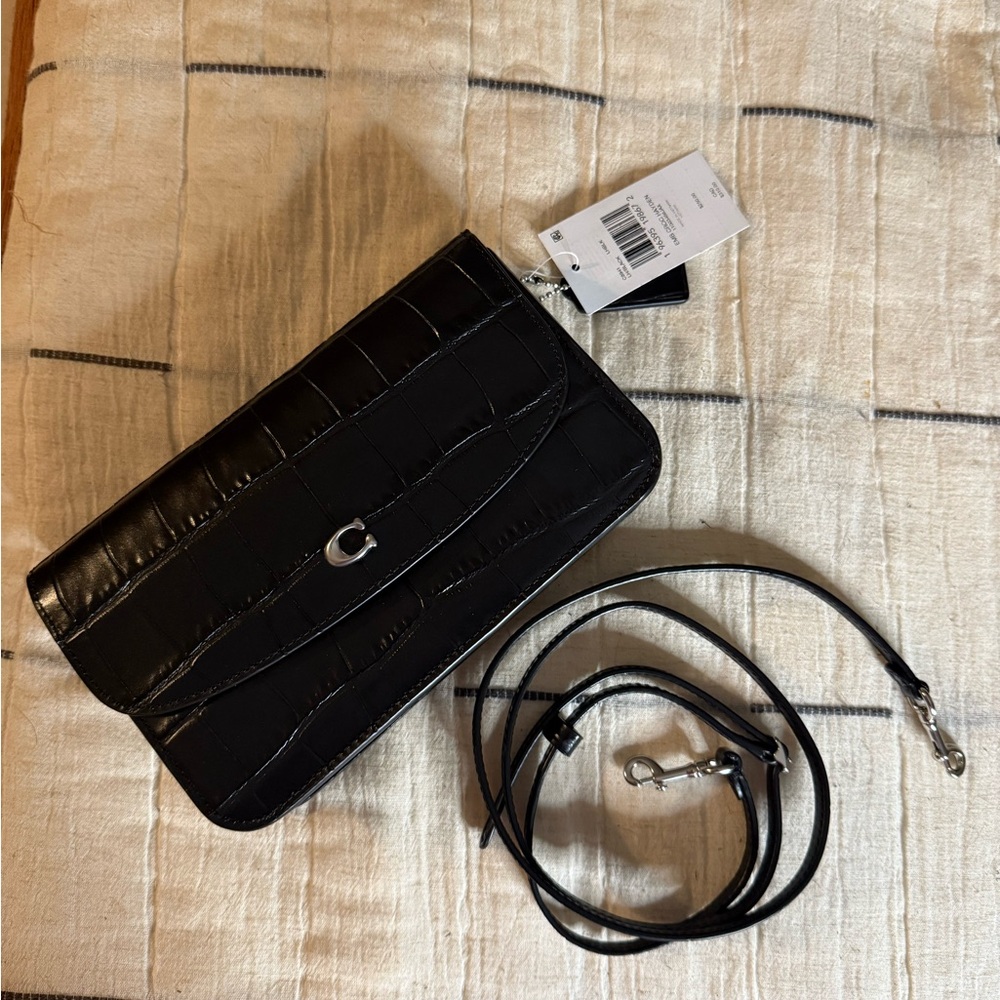Coach Black Croc Hayden Crossbody/ Clutch Bag - Picture 6 of 11